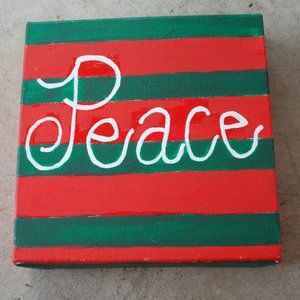 Peace Holliday Painting, 6"x6"x1.5"